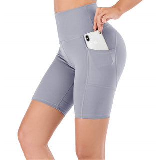 Women's 8-Inch Inseam High Waist Workout Yoga Shorts with Side Pockets - TK2100