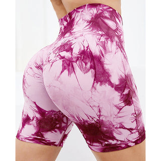 Women's Seamless Tie Dye Print High Waist Sports Short Leggings, Compression Shorts, Sports Casual Skinny Shorts for Yoga Gym Running Work Out, Women Sport Clothing for Summer